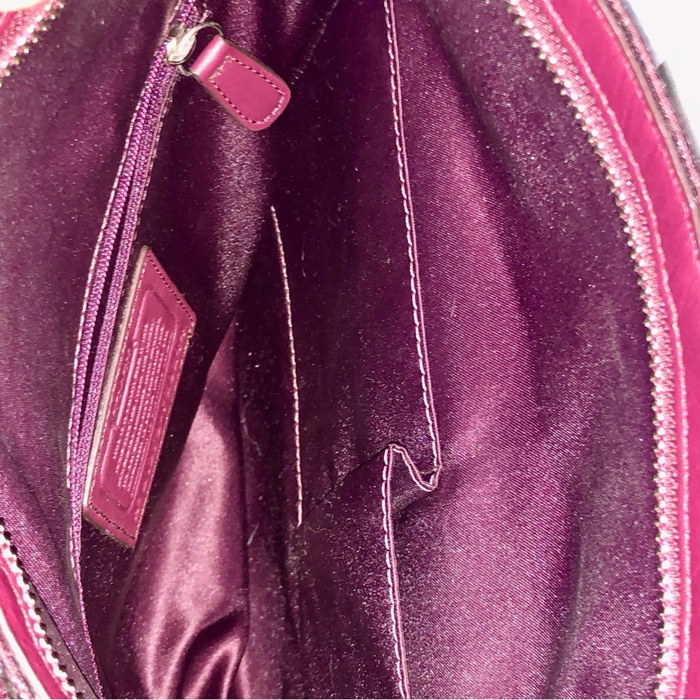 Coach Leather Mickie Shoulder Tote in Metallic Cherry - Picture 8 of 9